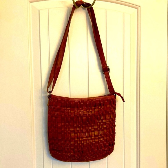 Anthropologie Vilenca Holland weaved Leather Crossbody Tote Cognac - Picture 3 of 11